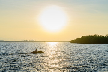 Fisherman for crab in the sea