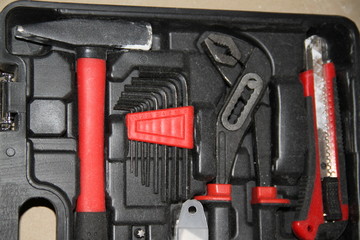 Cl&eacute;s dans bo&icirc;te &agrave; outils