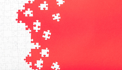 Business concept of white jigsaw puzzle.