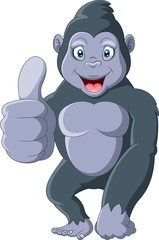 Fototapeta premium Cartoon funny gorilla with thumbs up