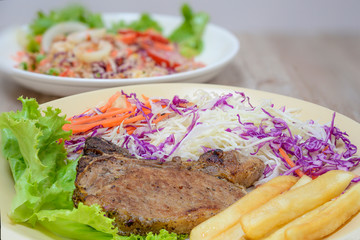 Grilled steak with french fries