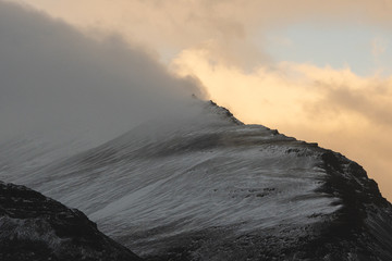 Sunset peak in Spring Iceland