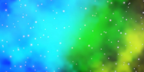 Light Blue, Green vector template with neon stars. Colorful illustration with abstract gradient stars. Pattern for new year ad, booklets.