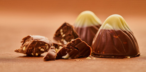 chocolate truffle candies close-up
