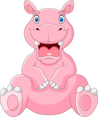 Cute funny hippo a sitting