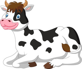 Cartoon funny cow a sitting