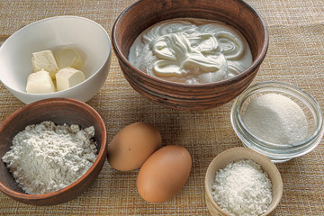Ingredients for making cottage cheese cupcakes