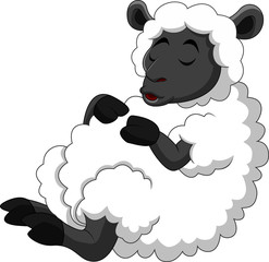 Cartoon funny sheep a sleeping