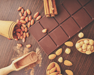 chocolate bar and nuts