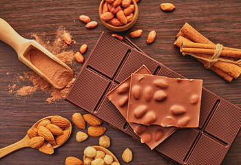 chocolate bar and nuts