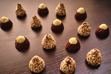 chocolate truffle candies close-up