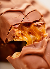 texture chocolate bar with caramel