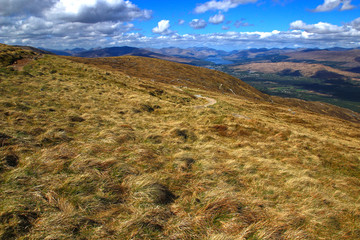 Scotland - Wide panorama from Ben Nevis in spring