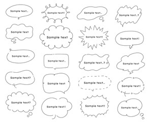 シンプルでおしゃれな白黒の吹き出し イラスト 素材 Art Wall Mural A Yugoro