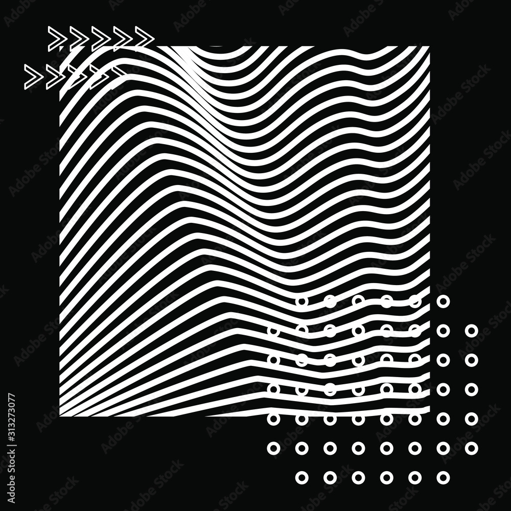 Poster abstract minimal illustration with geometrical composition in neo-memphis style.
