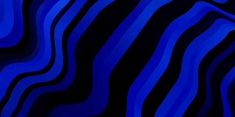 Dark BLUE vector background with curves. Colorful illustration with curved lines. Best design for your ad, poster, banner.