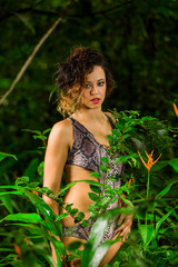 Female jungle woman in rainforest
