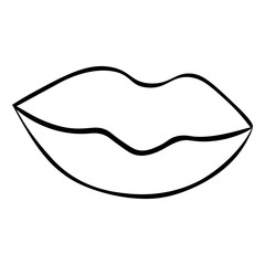 Plump lips. Air kiss. Colorless background. Valentine day. Holiday sketch.