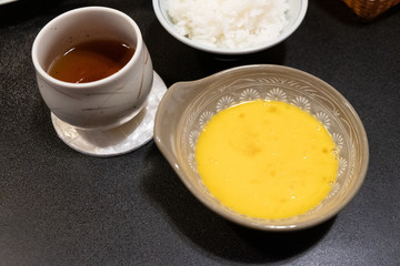 Raw egg ingredient for cooking suki