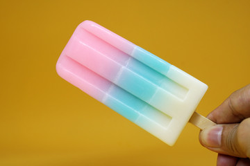 Object - Soap with Colorful ice cream shape with Yellow pastel color background