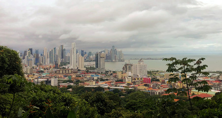 Fototapeta na wymiar Views of the Panama City, Panama skyline