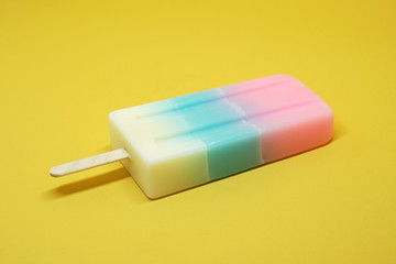 Object - Soap with Colorful ice cream shape with Yellow pastel color background