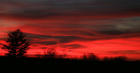 Fototapeta premium Coucher de soleil embrasé à la campagne