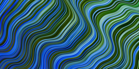 Light Blue, Green vector background with bent lines. Abstract illustration with gradient bows. Best design for your ad, poster, banner.