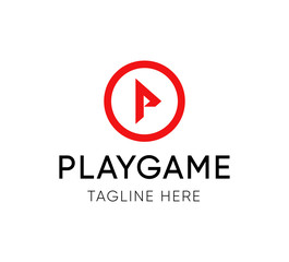 Obraz premium PLAYGAME Logotype - Vector Emblem Template for Team of Players or Game Platform with a Similar Name starting with P.