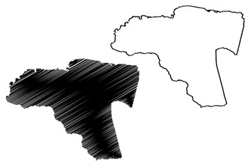 Cornwall County (Counties of Jamaica) map vector illustration, scribble sketch Cornwall map