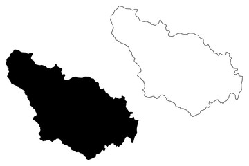 District of Gjakova (Republic of Kosovo and Metohija, Districts of Kosovo, Republic of Serbia) map vector illustration, scribble sketch Dakovica map..