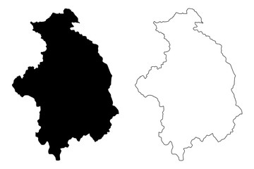 District of Mitrovica (Republic of Kosovo and Metohija, Districts of Kosovo, Republic of Serbia) map vector illustration, scribble sketch Kosovska Mitrovica map..