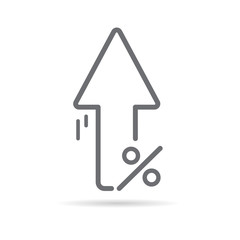 Percent up icon. Arrow up. Vector illustration.