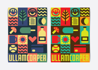 Colorful Block Style Poster template. Vector illustration.