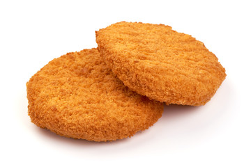 Fried chicken Cordon bleu with cheese in breadcrumbs, isolated on white background