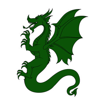 Vector illustration. The image of a green dragon is isolated on a white background. EPS 8