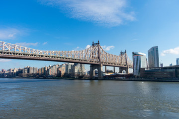 Fototapeta premium Queensboro Bridge along the East River with the Roosevelt Island Skyline in New York City