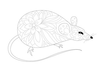 cute decorative rat for your coloring page