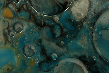 Macro Abstract texture background. Acrylic color in water and oil.