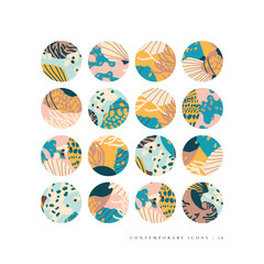 Vector set design colorful templates icons and emblems - social media story highlight. Different contemporary blogger icons in trendy style.