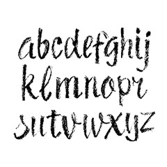 Vector Pastel or Charcoal Style Hand Drawn Alphabet Font. Calligraphy alphabet on a white background