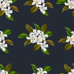 Fototapeta na wymiar Flower seamless pattern with Sampaguita Jasmine flower vector illustration