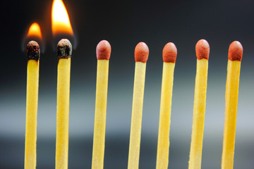 matches on black background