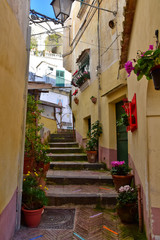 Fototapeta na wymiar Albori, Italy, 12/26/2019. The alley of a Mediterranean-style village on the Amalfi coast
