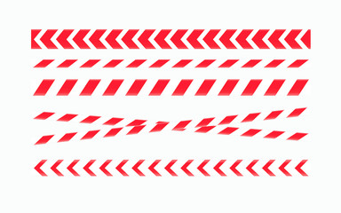 Caution and danger tapes. Warning tape. Red and white line striped. Vector illustration