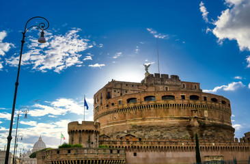 Castel Sant'Angelo located on the Tiber River in Rome, Italy.