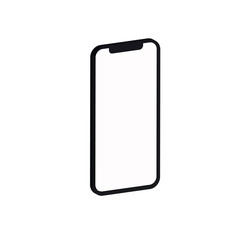 Black vector isometric phone collection. Perspective view of mobile phone.