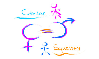 Gender equality, the concept of equality between men and women on a white background, vector illustration