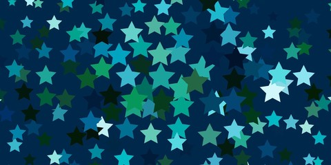 Light Blue, Green vector background with colorful stars. Modern geometric abstract illustration with stars. Best design for your ad, poster, banner.