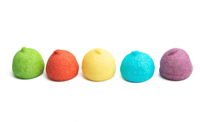 colored marshmallows isolated